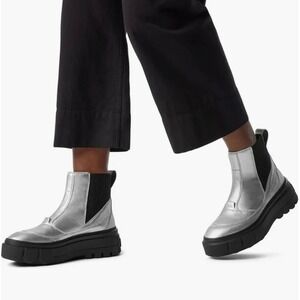 NWB Sorel Caribou X Boot Chelsea WP Waterproof Silver Black Women's Size 10.5